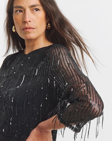 Tassel Sequin Shift Dress