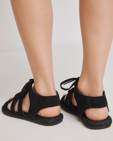 Simply Be Serenity Suede Lace Up Flat Espadrille Sandals - Wide Fit (E)