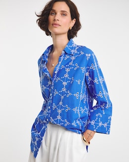 Pure Cotton Contrast Broderie Shirt
