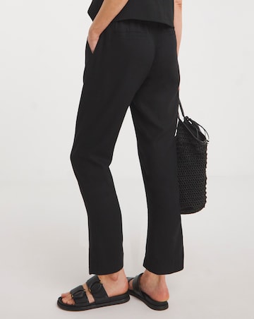 Black Linen Mix Slim Trousers