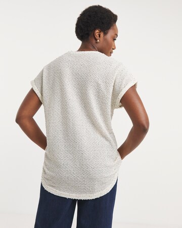Textured Sequin Longline Curved Hem SS Top
