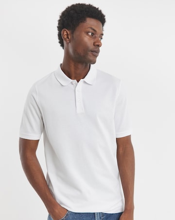 Pure Cotton White Pique Polo Extra Long Length- White