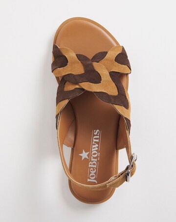 Joe Browns Tan Comfort Suede Plait Sandals -Wide Fit (E)
