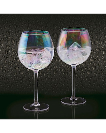 BarCraft Set of Two Iridescent Gin Glasses