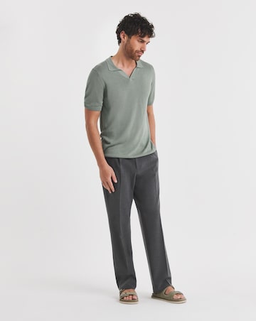 Folio Green Open Neck Knitted Polo