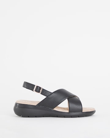 Cushion Walk Black Crossover Sandal -Ultra Wide Fit (EEEEE)