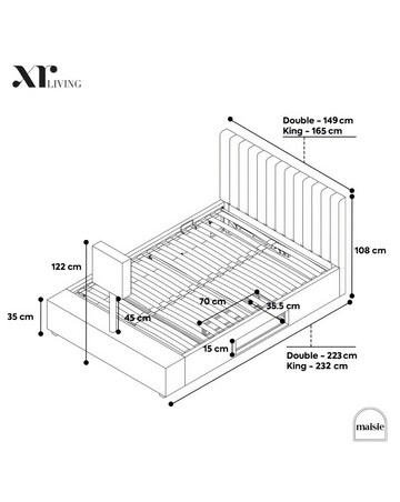 XR Living Maisie Fabric LED TV Ottoman Bed