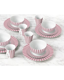 Waterside Pink Stripe 24 Piece Dinner Set