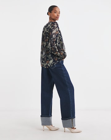Blouson Sleeve Collarless Georgette Blouse
