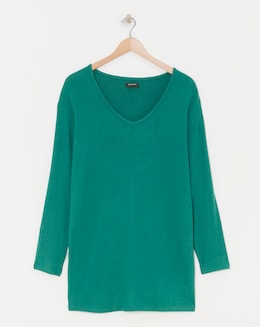 Pine Green Soft Touch V-Neck Longline Top