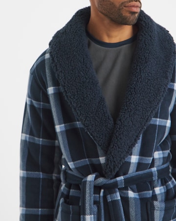 Check Bonded Fleece Dressing Gown