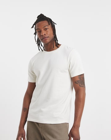 Textured Crew Neck T-Shirt-White