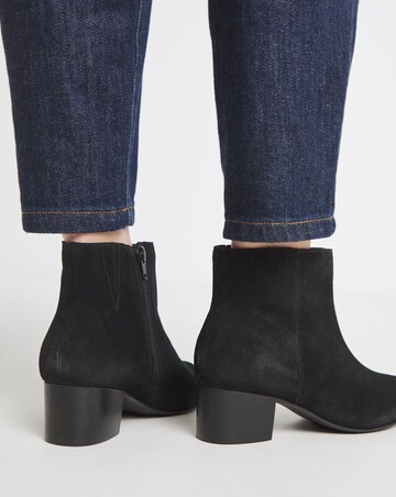 Chiba Suede Low Block Heel Ankle Boot - Wide Fit (E)