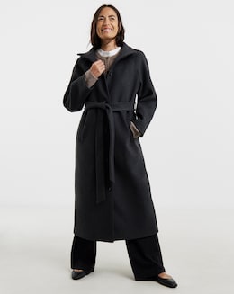Charcoal Funnel Neck Longline Coat