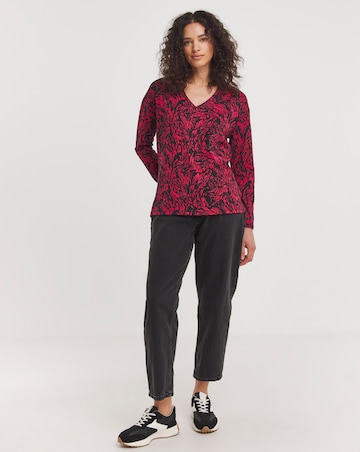 V Neck Long Sleeve Printed Top