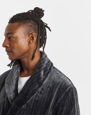 Striped Fleece Dressing Gown