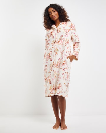 Button Through Midi Dressing Gown Owl Print