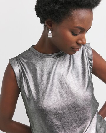 Pewter Crew Neck Foiled Tank