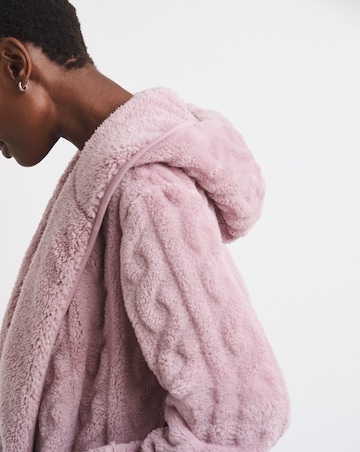 Pretty Secrets Fleece Cable Lounge Cardigan Pink