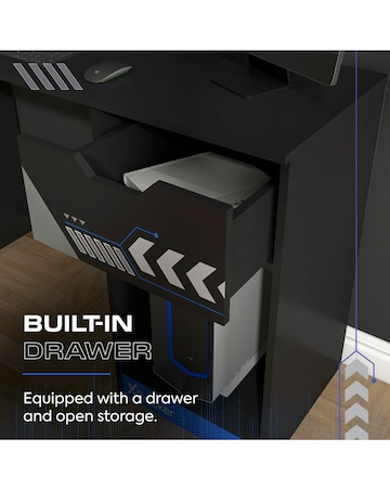 Octane Gaming Desk with Drawer Blue