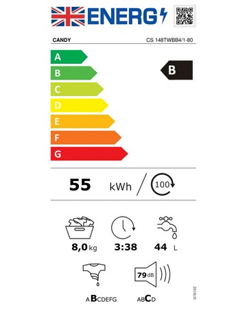 Candy Smart 9kg 1400rpm Washing Machine - Black + installation
