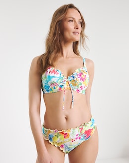 Positano Print Low Rise Lettuce Trim Bikini Bottoms