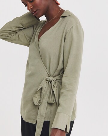 Wrap Tie Cotton Shirt