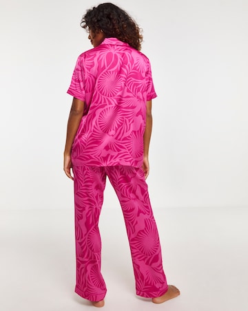 Figleaves Stretch Satin Button Through Pyjama Set