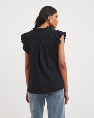 Frill Sleeve Cheesecloth Blouse