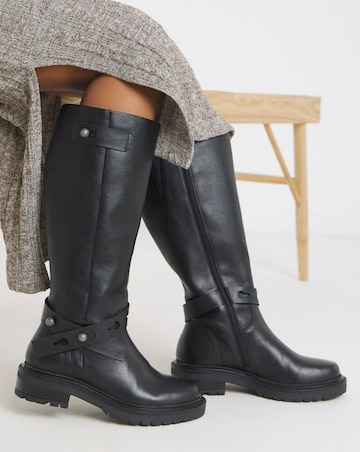 Veronica Knee High Wrap Detail Boots - Wide Fit (E) & Curvy Calf