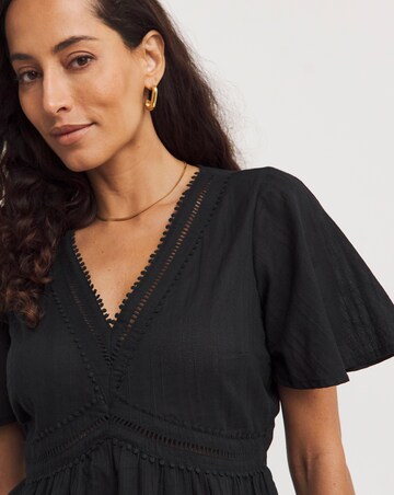 Trim Detail Flutter Sleeve Top