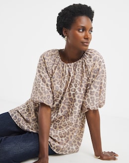 Short Bubble Sleeve Top
