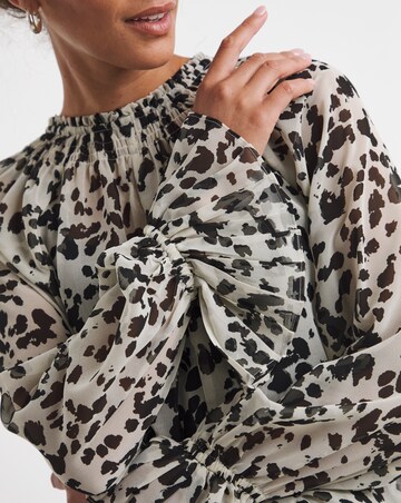 Georgette Shirred Neckline 3/4 Sleeve Blouse