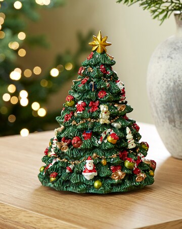 Gisela Graham Revolving Resin Christmas Tree Music Box
