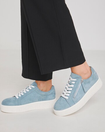 Quincy Side Zip Leather Trainer - Wide Fit (E)