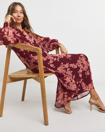 Frill Collar Printed Maxi Dress
