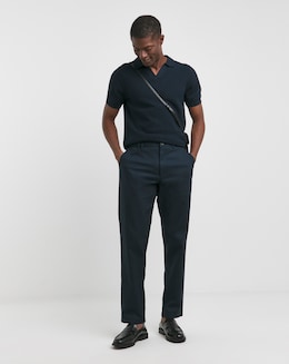 Navy Short Sleeve Textured Revere Knit Polo