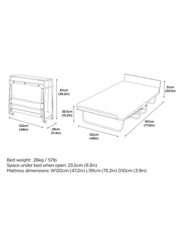 Jay-Be Supreme Automatic Folding Bed with Rebound e-Fibre Mattress Small Double
