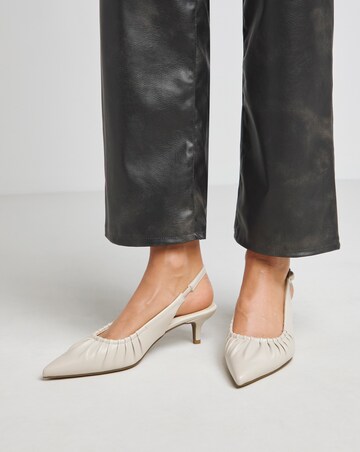 Tilda Ruched Front Kitten Heel Slingback Shoes - Extra Wide Fit (EEE)