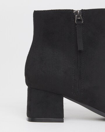 Francesca Low Block Heel Ankle Boots With Zip Detail - Wide Fit (E)