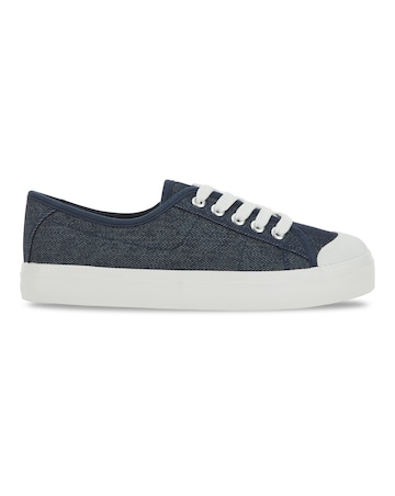Heavenly Soles Canvas Lace Up Shoes - Wide Fit (E)