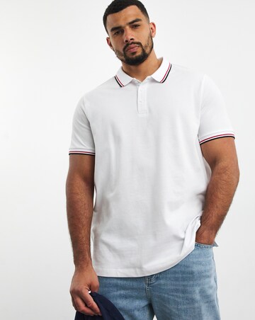 Pure Cotton Pique Tipped Polo- White