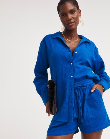 Blue Cheesecloth Shorts