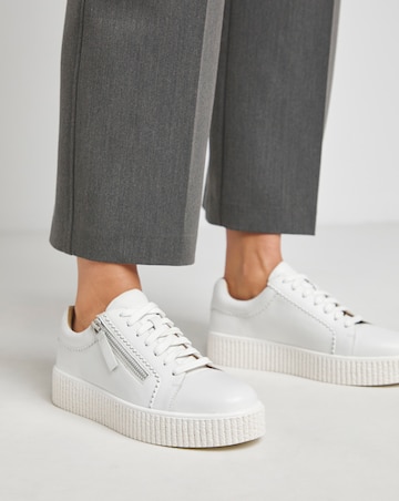 Quincy Side Zip Leather Trainer - Extra Wide Fit (EEE)