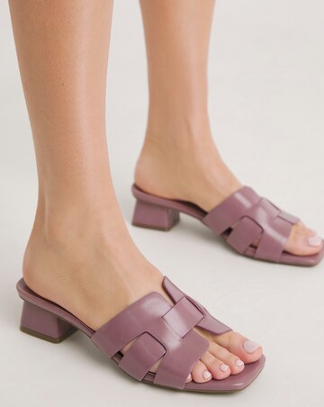 Sara Woven Mule Block Heeled Sandals Wide E Fit