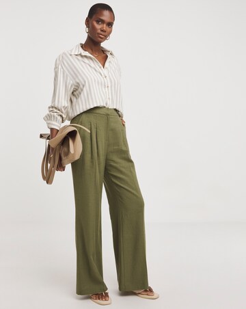Linen Pleated Wide Leg Trousers