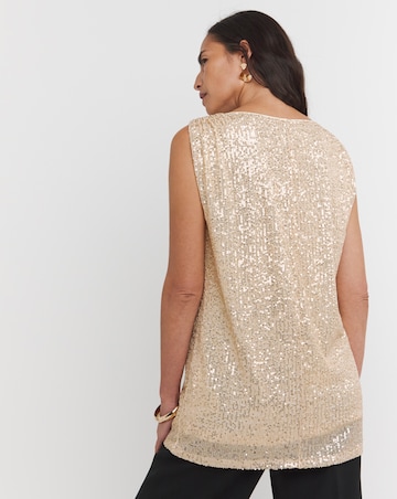 Gold Sequin Longline Tank Top