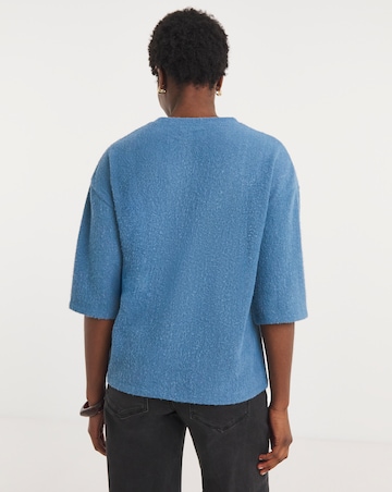 Blue Brushed Soft Touch Half Sleeve Top