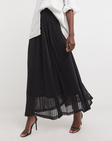 Knitted Glitter Shadow Stripe Maxi Skirt