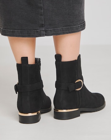 Heavenly Soles Indi Ankle Boots With Buckle Strap - Extra Wide Fit (EEE)